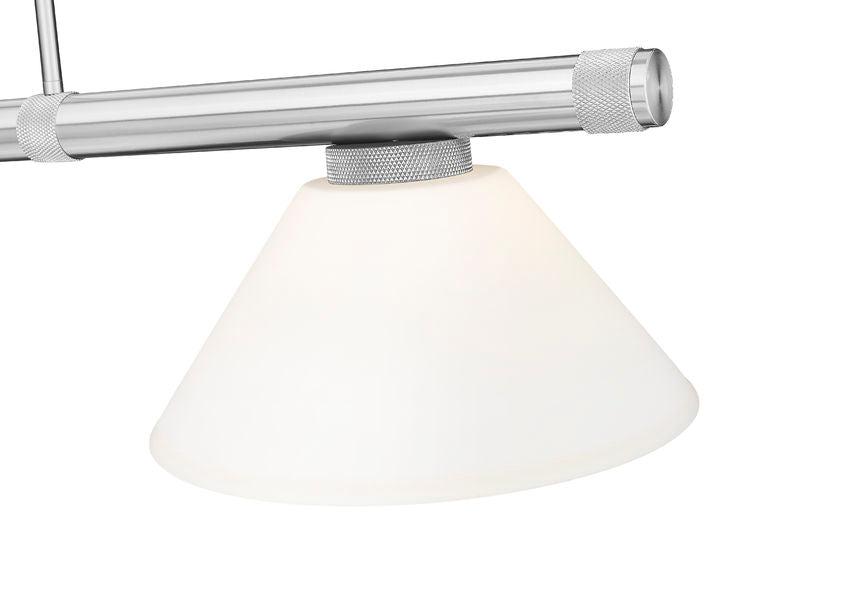 Z-Lite Vanguard 59" 3-Light Brushed Nickel Steel and Aluminum Frame Matte Opal Glass Shade Billiard Light