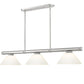 Z-Lite Vanguard 59" 3-Light Brushed Nickel Steel and Aluminum Frame Matte Opal Glass Shade Billiard Light