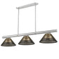Z-Lite Vanguard 59" 3-Light Brushed Nickel Steel and Aluminum Frame Smoke Acrylic Shade Billiard Light