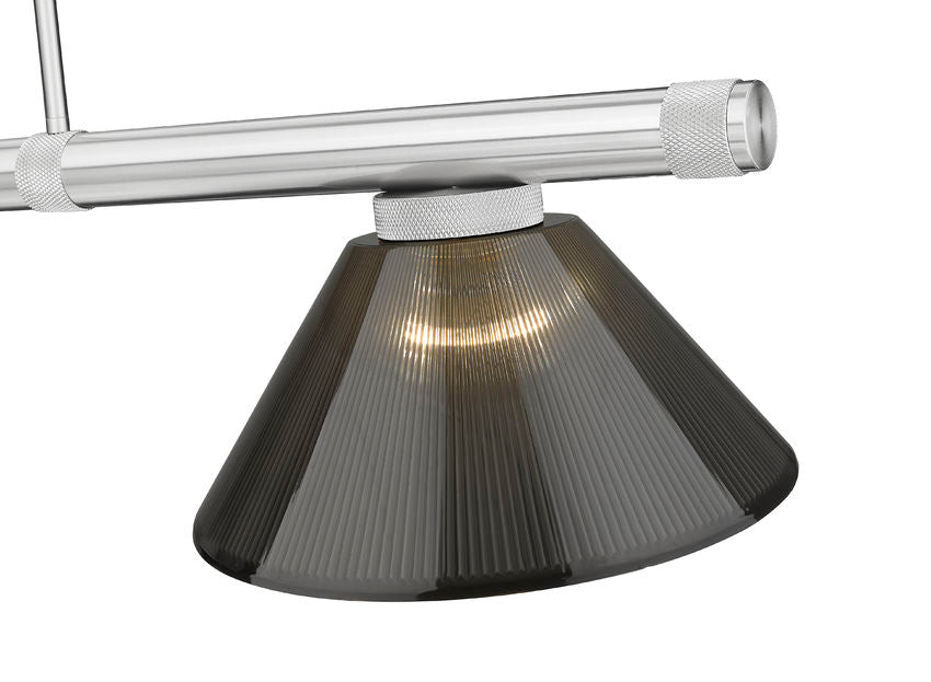 Z-Lite Vanguard 59" 3-Light Brushed Nickel Steel and Aluminum Frame Smoke Acrylic Shade Billiard Light