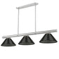 Z-Lite Vanguard 59" 3-Light Brushed Nickel Steel and Aluminum Frame Smoke Acrylic Shade Billiard Light