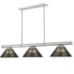 Z-Lite Vanguard 59" 3-Light Brushed Nickel Steel and Aluminum Frame Smoke Acrylic Shade Billiard Light