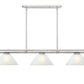 Z-Lite Vanguard 59" 3-Light Brushed Nickel Steel and Aluminum Frame White Linen Glass Shade Billiard Light