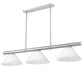Z-Lite Vanguard 59" 3-Light Brushed Nickel Steel and Aluminum Frame White Linen Glass Shade Billiard Light
