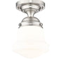 Z-Lite Vaughn 1-Light Brushed Nickel Steel Frame Matte Opal Glass Shade Flush Mount Lighting