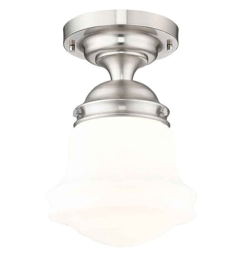 Z-Lite Vaughn 1-Light Brushed Nickel Steel Frame Matte Opal Glass Shade Flush Mount Lighting
