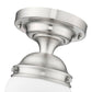 Z-Lite Vaughn 1-Light Brushed Nickel Steel Frame Matte Opal Glass Shade Flush Mount Lighting