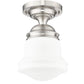 Z-Lite Vaughn 1-Light Brushed Nickel Steel Frame Matte Opal Glass Shade Flush Mount Lighting