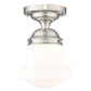 Z-Lite Vaughn 1-Light Brushed Nickel Steel Frame Matte Opal Glass Shade Flush Mount Lighting
