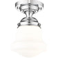 Z-Lite Vaughn 1-Light Chrome Steel Frame Matte Opal Glass Shade Flush Mount Lighting