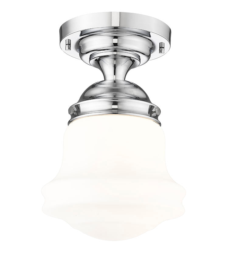 Z-Lite Vaughn 1-Light Chrome Steel Frame Matte Opal Glass Shade Flush Mount Lighting