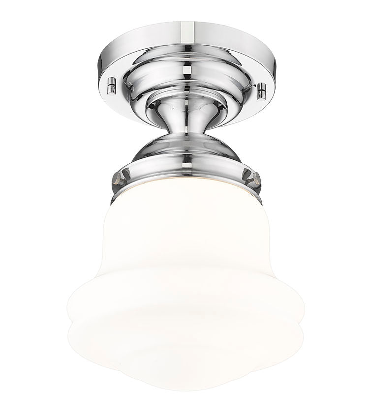 Z-Lite Vaughn 1-Light Chrome Steel Frame Matte Opal Glass Shade Flush Mount Lighting