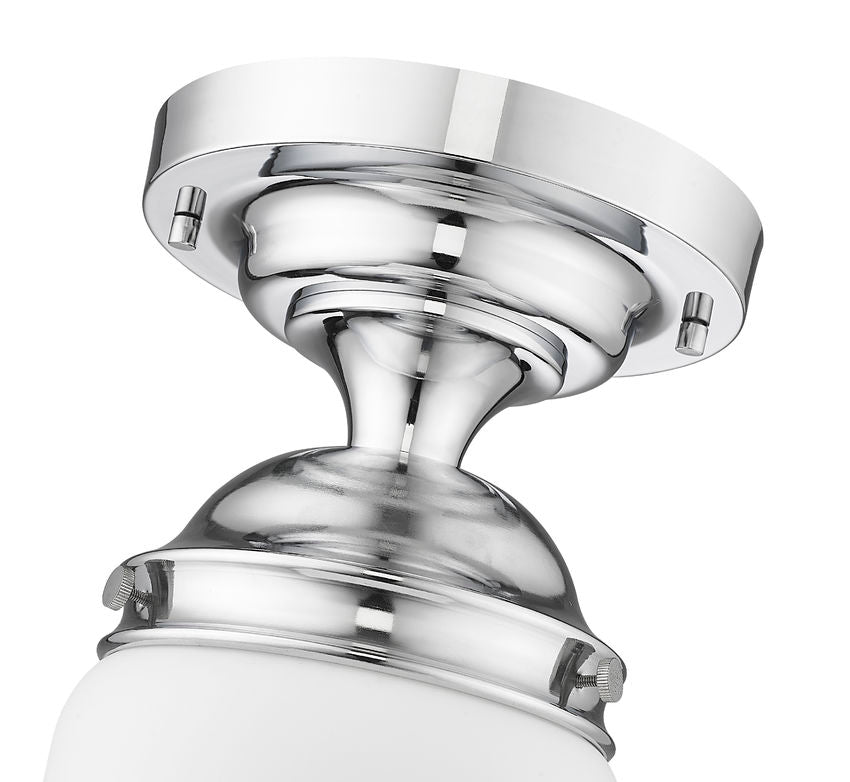 Z-Lite Vaughn 1-Light Chrome Steel Frame Matte Opal Glass Shade Flush Mount Lighting