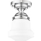 Z-Lite Vaughn 1-Light Chrome Steel Frame Matte Opal Glass Shade Flush Mount Lighting