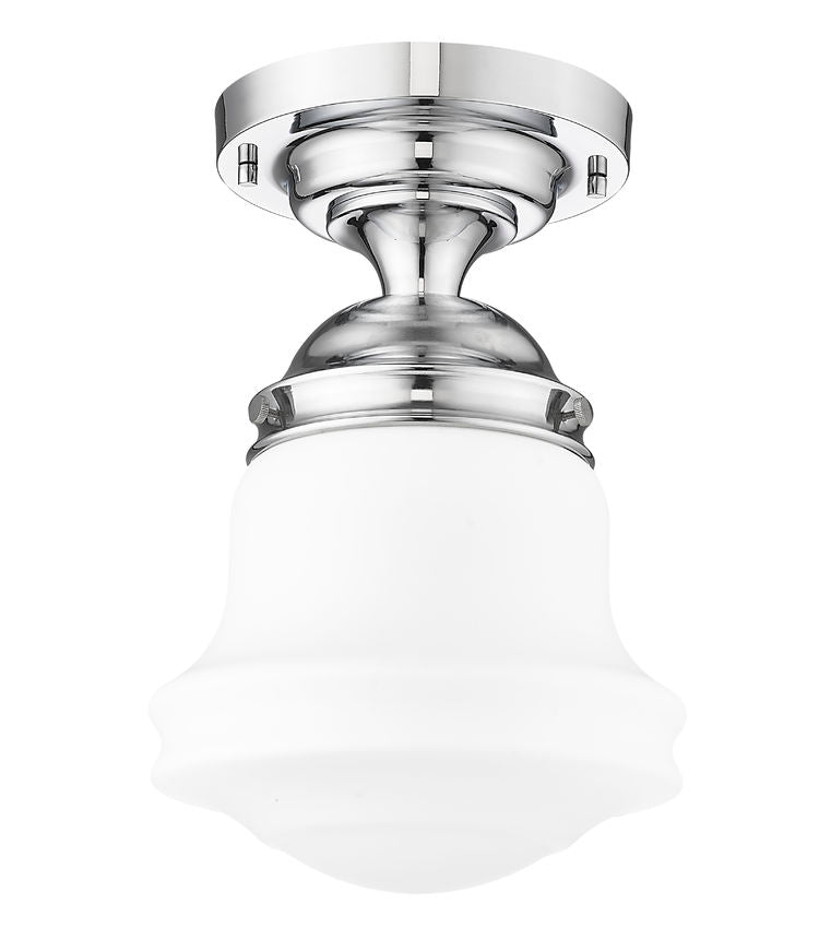 Z-Lite Vaughn 1-Light Chrome Steel Frame Matte Opal Glass Shade Flush Mount Lighting