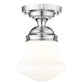 Z-Lite Vaughn 1-Light Chrome Steel Frame Matte Opal Glass Shade Flush Mount Lighting