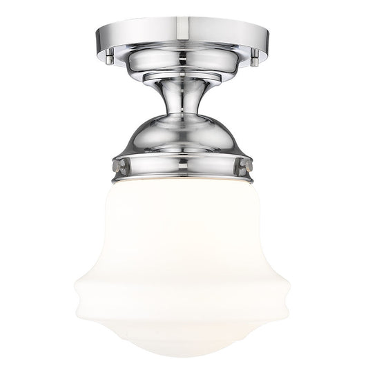 Z-Lite Vaughn 1-Light Chrome Steel Frame Matte Opal Glass Shade Flush Mount Lighting