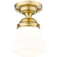 Z-Lite Vaughn 1-Light Luxe Gold Steel Frame Matte Opal Glass Shade Flush Mount Lighting