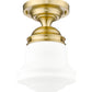 Z-Lite Vaughn 1-Light Luxe Gold Steel Frame Matte Opal Glass Shade Flush Mount Lighting