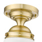 Z-Lite Vaughn 1-Light Luxe Gold Steel Frame Matte Opal Glass Shade Flush Mount Lighting