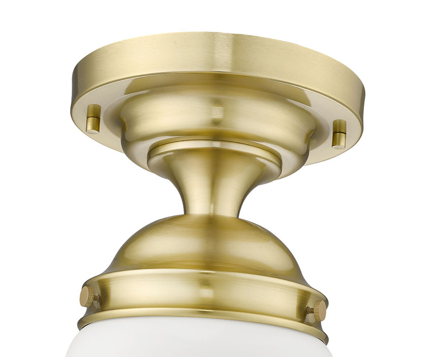 Z-Lite Vaughn 1-Light Luxe Gold Steel Frame Matte Opal Glass Shade Flush Mount Lighting