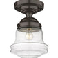 Z-Lite Vaughn 11" 1-Light Bronze Flush Mount Lighting With Clear Seedy Glass Shade