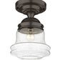 Z-Lite Vaughn 11" 1-Light Bronze Flush Mount Lighting With Clear Seedy Glass Shade