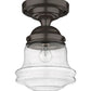 Z-Lite Vaughn 11" 1-Light Bronze Flush Mount Lighting With Clear Seedy Glass Shade