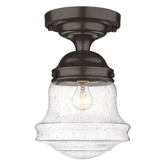 Z-Lite Vaughn 11" 1-Light Bronze Flush Mount Lighting With Clear Seedy Glass Shade