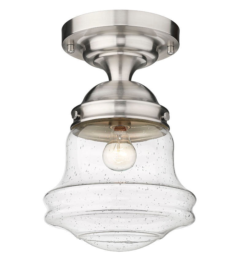 Z-Lite Vaughn 11" 1-Light Brushed Nickel Flush Mount Lighting With Clear Seedy Glass Shade