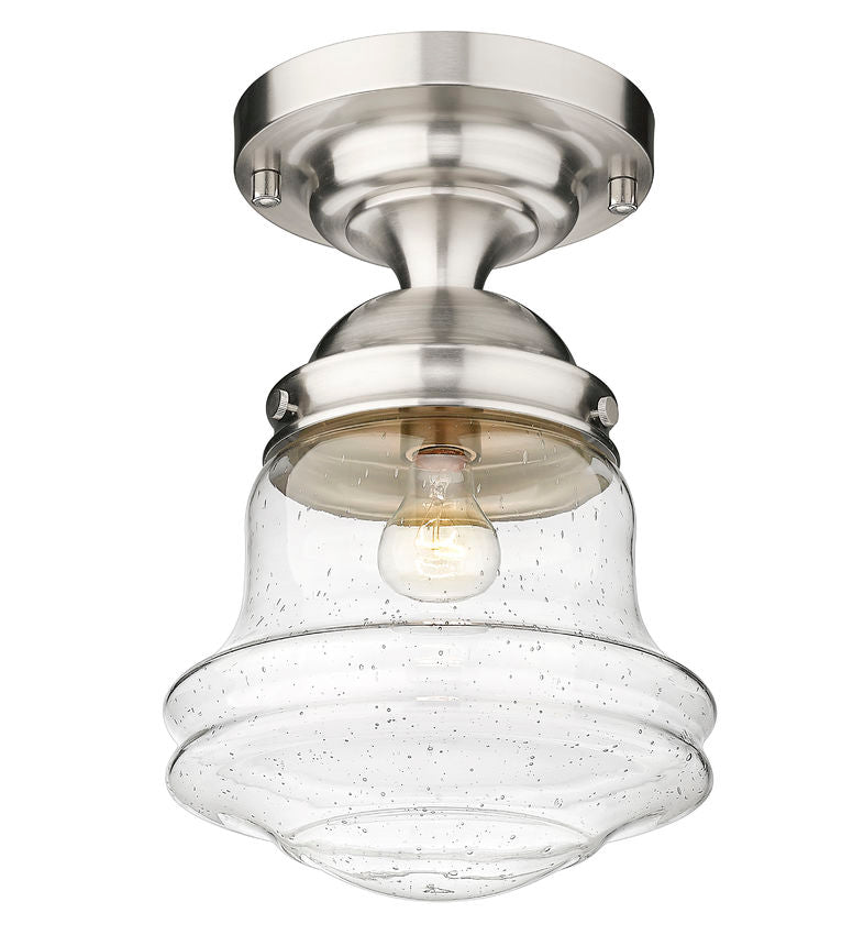 Z-Lite Vaughn 11" 1-Light Brushed Nickel Flush Mount Lighting With Clear Seedy Glass Shade