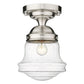 Z-Lite Vaughn 11" 1-Light Brushed Nickel Flush Mount Lighting With Clear Seedy Glass Shade