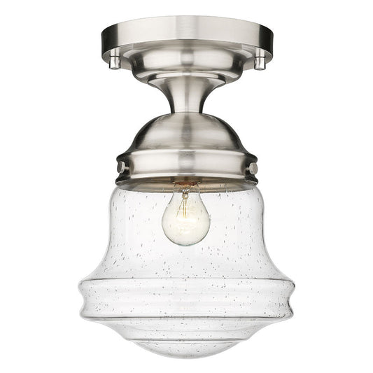 Z-Lite Vaughn 11" 1-Light Brushed Nickel Flush Mount Lighting With Clear Seedy Glass Shade