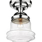 Z-Lite Vaughn 11" 1-Light Chrome Flush Mount Lighting With Clear Seedy Glass Shade