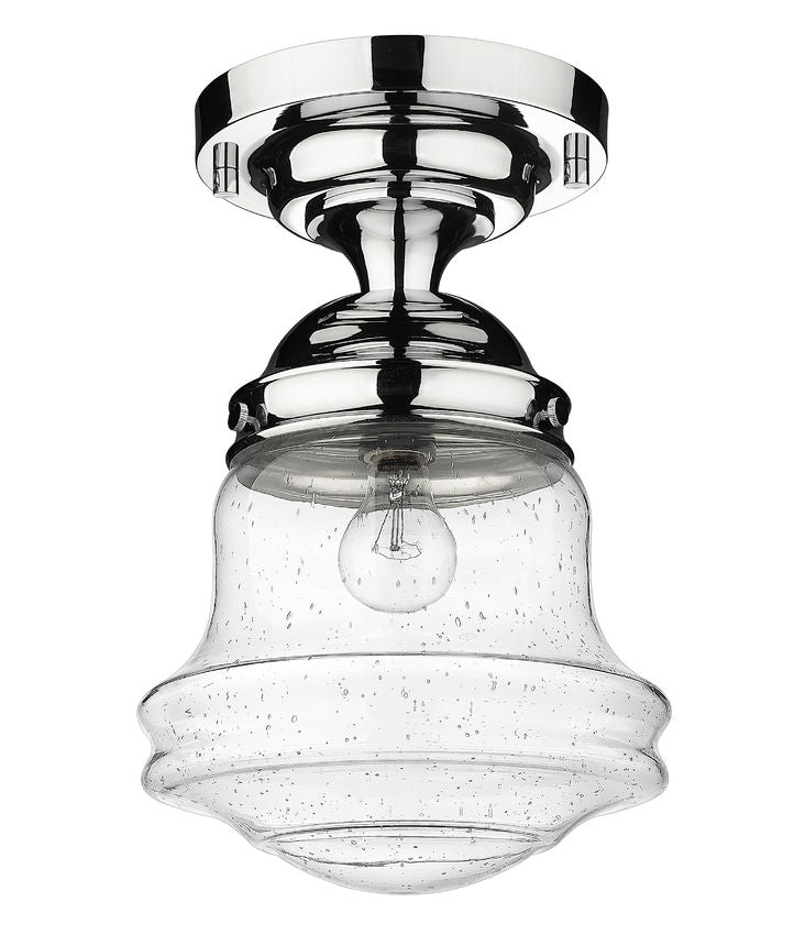 Z-Lite Vaughn 11" 1-Light Chrome Flush Mount Lighting With Clear Seedy Glass Shade