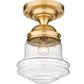 Z-Lite Vaughn 11" 1-Light Heritage Brass Flush Mount Lighting With Clear Seedy Glass Shade