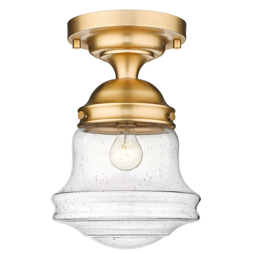 Z-Lite Vaughn 11" 1-Light Heritage Brass Flush Mount Lighting With Clear Seedy Glass Shade