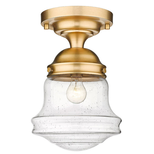 Z-Lite Vaughn 11" 1-Light Heritage Brass Flush Mount Lighting With Clear Seedy Glass Shade