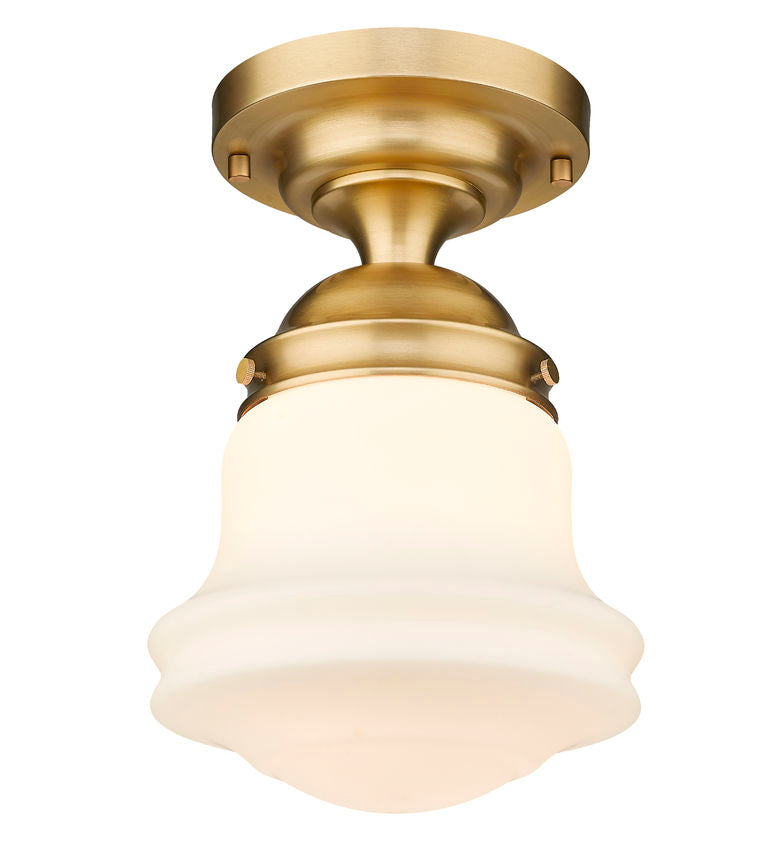 Z-Lite Vaughn 11" 1-Light Heritage Brass Flush Mount Lighting With Matte Opal Glass Shade