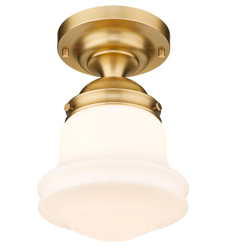 Z-Lite Vaughn 11" 1-Light Heritage Brass Flush Mount Lighting With Matte Opal Glass Shade