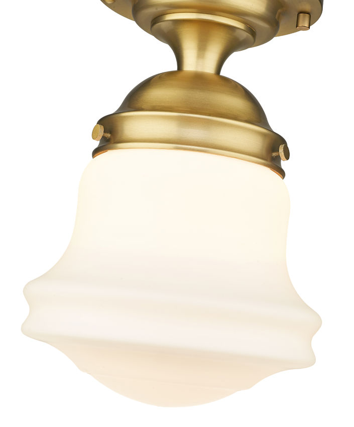 Z-Lite Vaughn 11" 1-Light Heritage Brass Flush Mount Lighting With Matte Opal Glass Shade