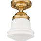 Z-Lite Vaughn 11" 1-Light Heritage Brass Flush Mount Lighting With Matte Opal Glass Shade