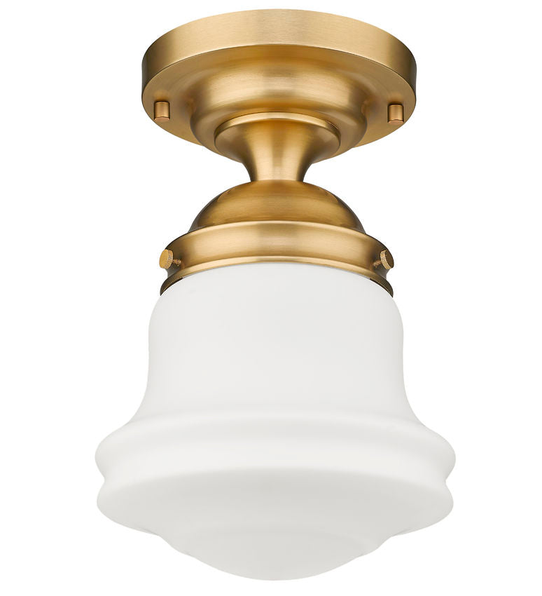 Z-Lite Vaughn 11" 1-Light Heritage Brass Flush Mount Lighting With Matte Opal Glass Shade