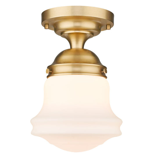 Z-Lite Vaughn 11" 1-Light Heritage Brass Flush Mount Lighting With Matte Opal Glass Shade