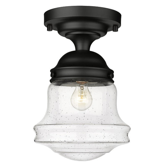 Z-Lite Vaughn 11" 1-Light Matte Black Flush Mount Lighting With Clear Seedy Glass Shade