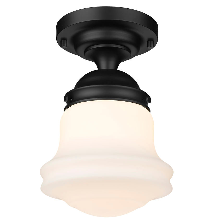 Z-Lite Vaughn 11" 1-Light Matte Black Flush Mount Lighting With Matte Opal Glass Shade