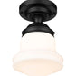 Z-Lite Vaughn 11" 1-Light Matte Black Flush Mount Lighting With Matte Opal Glass Shade