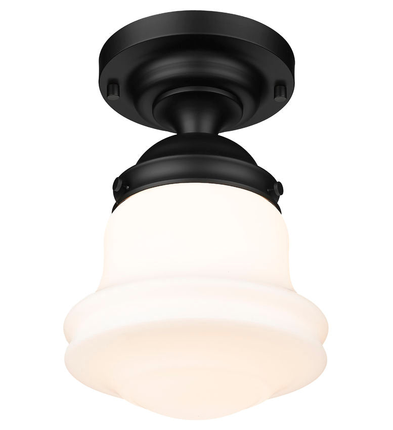 Z-Lite Vaughn 11" 1-Light Matte Black Flush Mount Lighting With Matte Opal Glass Shade