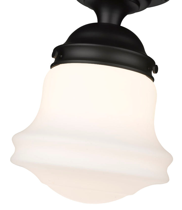 Z-Lite Vaughn 11" 1-Light Matte Black Flush Mount Lighting With Matte Opal Glass Shade