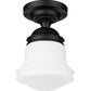 Z-Lite Vaughn 11" 1-Light Matte Black Flush Mount Lighting With Matte Opal Glass Shade